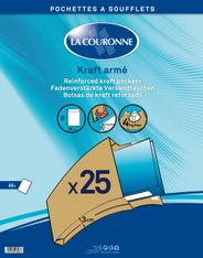 La Couronne - 25 Pochettes Kraft à soufflets - 260 x 330 mm - carré - avec bande (auto-adhésif)
