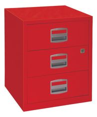 Caisson mobile métallique monobloc - H52 x L41 x P40 cm - 3 tiroirs - rouge