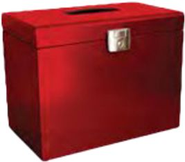 Pierre Henry - Classeur ménager en métal (valisette) avec 5 dossiers suspendus - rouge primaire