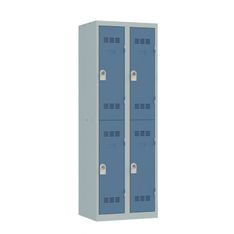 Vestiaire multicases - 2 colonnes - 4 portes - 180 x 60 x 50 cm - gris/bleu