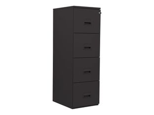 Classeur 4 tiroirs pour dossiers suspendus - 131 x 42 x 54 cm - noir