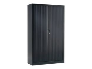 Armoire haute monobloc à rideaux GENERIC - 198 x 120 x 43 cm - corps et rideaux noir