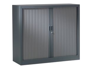 Armoire mi-haute monobloc à rideaux GENERIC - 100 x 120 x 43 cm - anthracite/anthracite