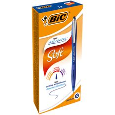 BIC ATLANTIS Soft - 12 Stylos à bille - bleu - rétractable
