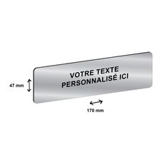 Plaque de porte personnalisée avec votre texte - 170 x 47 mm - argentée - adhésivée prête à poser