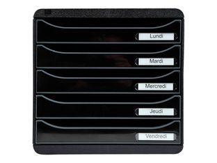 Exacompta BigBox Plus - Module de classement 5 tiroirs - noir/noir brillant