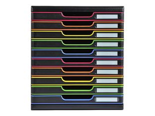 Exacompta Modulo - Module de classement 10 tiroirs - noir/arlequin