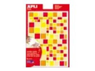 Apli - 6 feuilles gommettes carrées - orange/rouge
