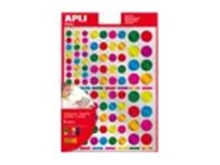 Apli - 6 feuilles gommettes rondes - coloris assortis métallisés