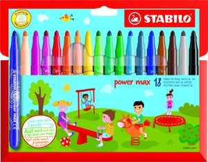 STABILO Power max - 18 Feutres - pointe large - couleurs assorties