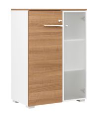 Armoire haute XENON - L80 x H114 x P45 - 2 portes dont 1 vitrée - Merisier italien