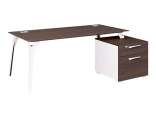 Bureau XENON avec bloc de rangement 2 tiroirs - 190 cm - Pieds métal - Chêne royal