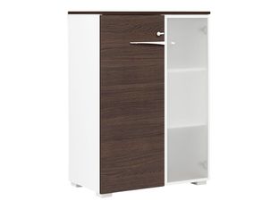 Rangement mi-hauteur XENON - L80 x H114 x P45 - 2 portes dont 1 vitrée - Chêne royal