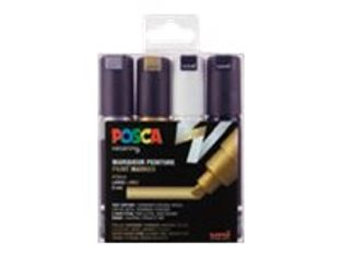 Posca - 4 Marqueurs peinture pointe large - couleurs assorties