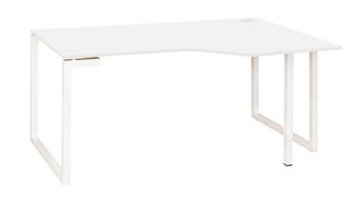 Bureau compact à droite SUNDAY - 160 cm - Pieds cadre - Blanc