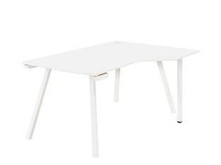 Bureau compact à droite SUNDAY - 160 cm - Pieds trapèze - Blanc