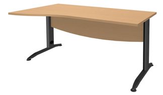 Bureau droit IDRA - Vague à gauche - L160 cm - Pieds anthracite - Plateau imitation Hêtre