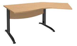 Bureau 135° IDRA - retour d'angle à gauche - L180 cm - Pieds anthracite - Plateau imitation Hêtre