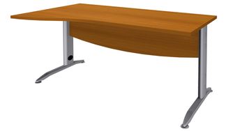 Bureau droit IDRA - Vague à gauche - L160 cm - Pieds alu - plateau imitation Merisier