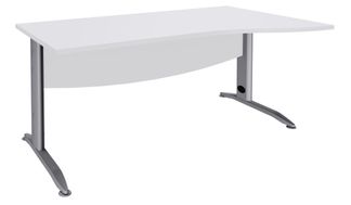 Bureau droit IDRA - Vague à droite - L160 cm - Pieds alu - plateau Blanc