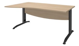 Bureau droit IDRA - Vague à gauche - L160 cm - Pieds anthracite - plateau imitation Chêne