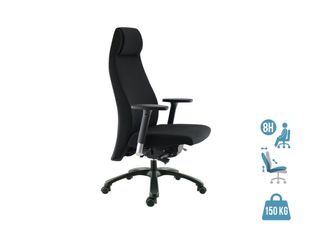 Fauteuil de bureau GOXOA - accoudoirs réglables - appui-tête intégré - tissu noir