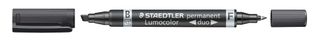 STAEDTLER LUMOCOLOR Duo - Marqueur permanent - double pointe fine et biseautée - noir