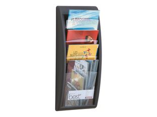 Présentoir mural Quick Fit pour documents A4 - 4 compartiments - anthracite/transparent