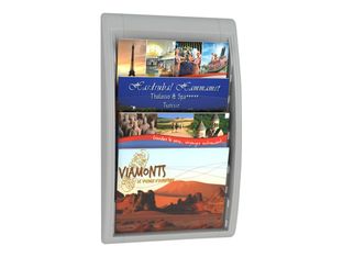 Présentoir mural Quick Fit pour documents 24 x 32 cm paysage - 4 compartiments - gris/transparent