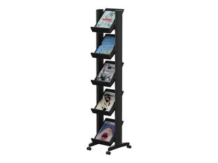 Présentoir mobile Corner - 5 tablettes pour documents format 24 x 32 cm - noir