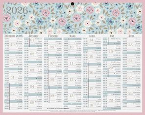 Calendrier bancaire illustré année civile BOUCHUT "Fleurs Mini" 21 x 26,5 cm Pefc 70 %