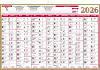 Calendrier bancaire année civile BOUCHUT "Maxior" 43 x 65 cm coloris or Pefc 70 %