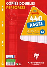 Clairefontaine - copies doubles - 440 pages - A4 - grands carreaux (Seyes) - perforées