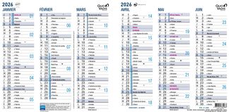 Quo Vadis - Calendrier origami 3 mois par face - 18 x 36 cm