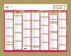 Quo Vadis - Calendrier mural - Français - Classic - Jaune - 14 mois de décembre à janvier - 43x33,5 cm - Papier Clairefontaine blanc - Fabrication française