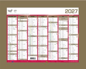 Quo Vadis - Calendrier mural - Français - Classic - Jaune - 14 mois de décembre à janvier - 27x21 cm - Papier Clairefontaine blanc - Fabrication française