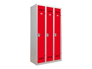 Vestiaire Industrie Propre - 3 portes - 180 x 90 x 50 cm - gris/rouge