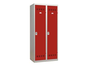 Vestiaire Industrie Salissante - 2 portes - 180 x 80 x 50 cm - gris/rouge