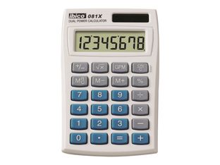 Calculatrice de poche Ibico 081X - 8 chiffres - alimentation batterie et solaire