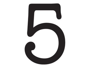 Pickup Déco Maud - Étiquette autocollante 60 mm - Chiffre 5 - noir