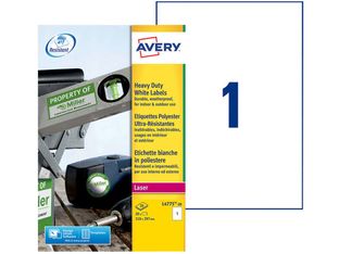 Avery - 20 Étiquettes ultra résistantes blanches - A4 - Impression laser - réf L4775-20