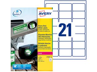 Avery - 420 Étiquettes ultra résistantes blanches - 63,5 x 38,1 mm - Impression laser - réf L7060-20