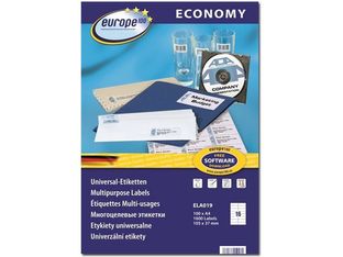 Europe100 - 1600 Étiquettes multi-usages blanches - 105 x 37 mm - réf ELA019