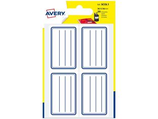 Avery - 20 Étiquettes scolaires blanches lignées bleu - 36 x 56 mm
