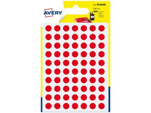 Avery - 490 Pastilles adhésives - rouge - diamètre 8 mm