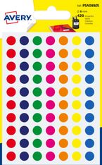 Avery - 420 Pastilles adhésives - couleurs assorties - diamètre 8 mm