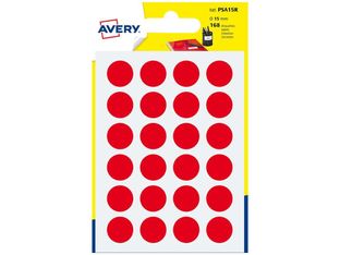 Avery - 168 Pastilles adhésives - rouge - diamètre 15 mm