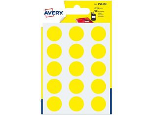 Avery - 90 Pastilles adhésives - jaune - diamètre 19 mm