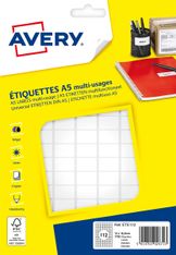 Avery - Etui A5 - 1792 Étiquettes multi-usages blanches - 12 x 18,3 mm - réf ETE112