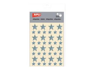 Apli - 3 feuilles gommettes étoile - hologramme argenté